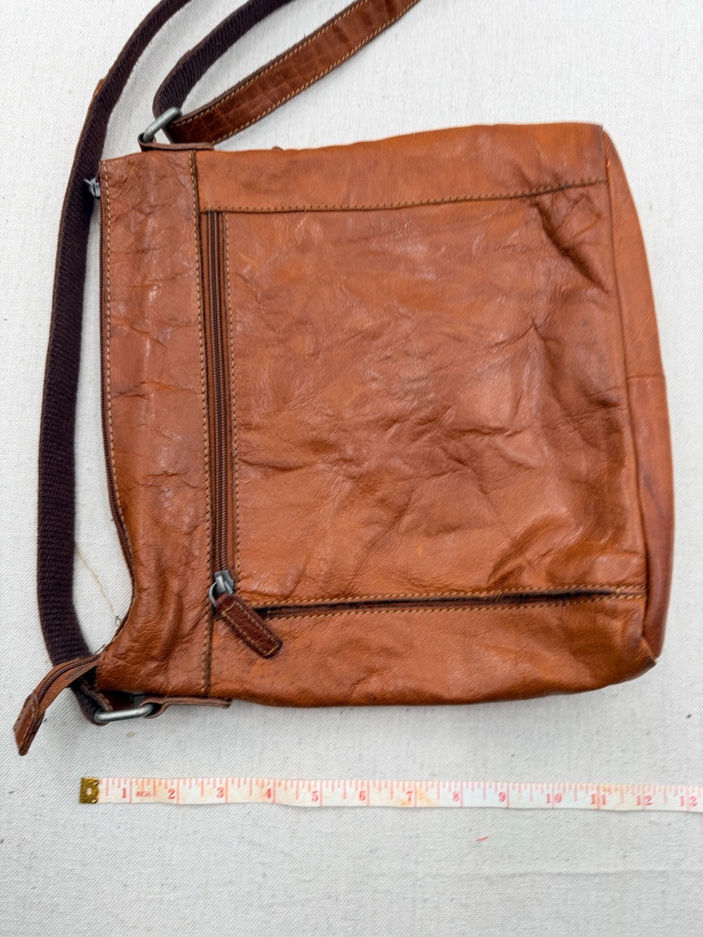 Jack Georges Men's Brown Leather Crossbody Shoulder Bag - Picture 6 of 8